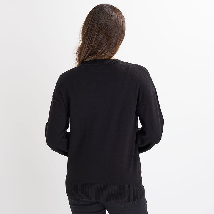 Ladies Black Flower Jumper from You Know Who's