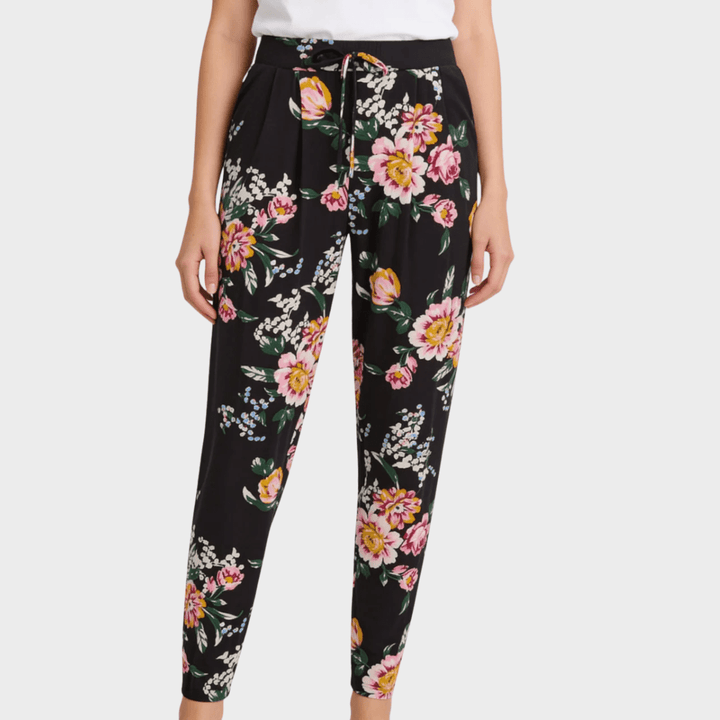Ladies Black Flower Printed Trousers from You Know Who's