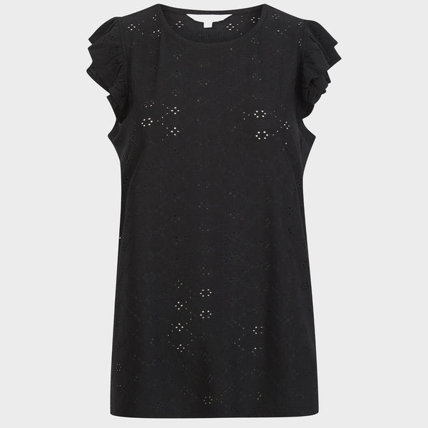 Ladies Black Flower Ruffle Sleeve Top from You Know Who's
