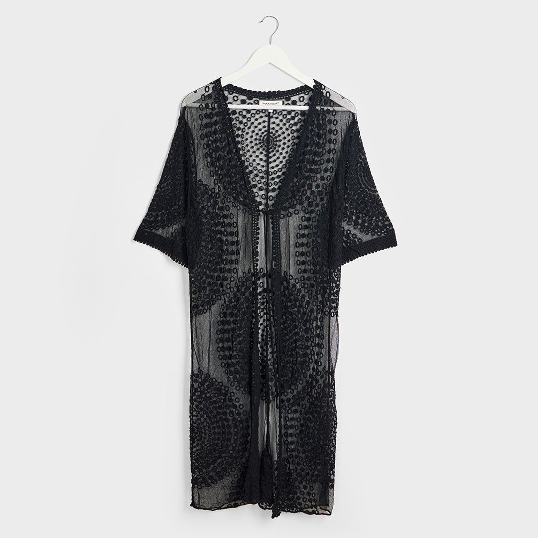 Ladies Black Geo Detail Kimono from You Know Who's