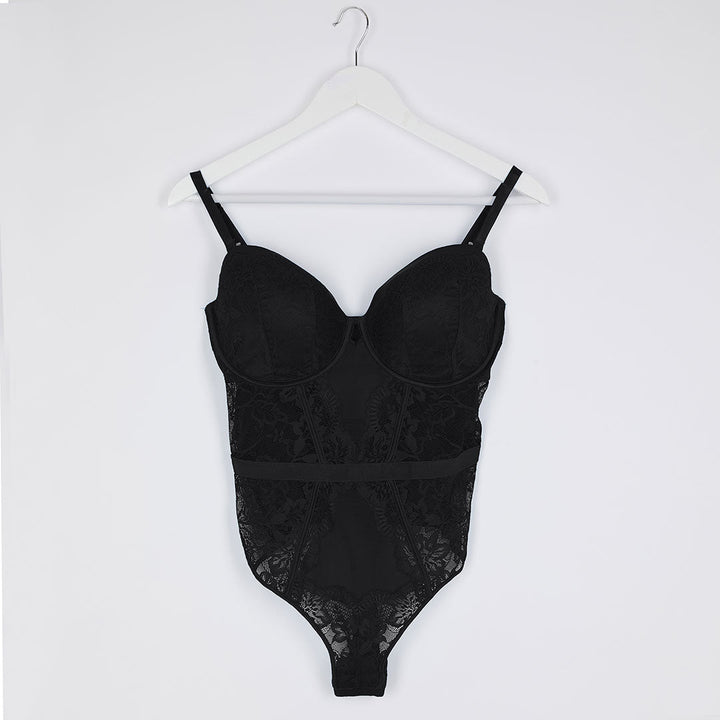 Ladies Black Lace Bodysuit from You Know Who's