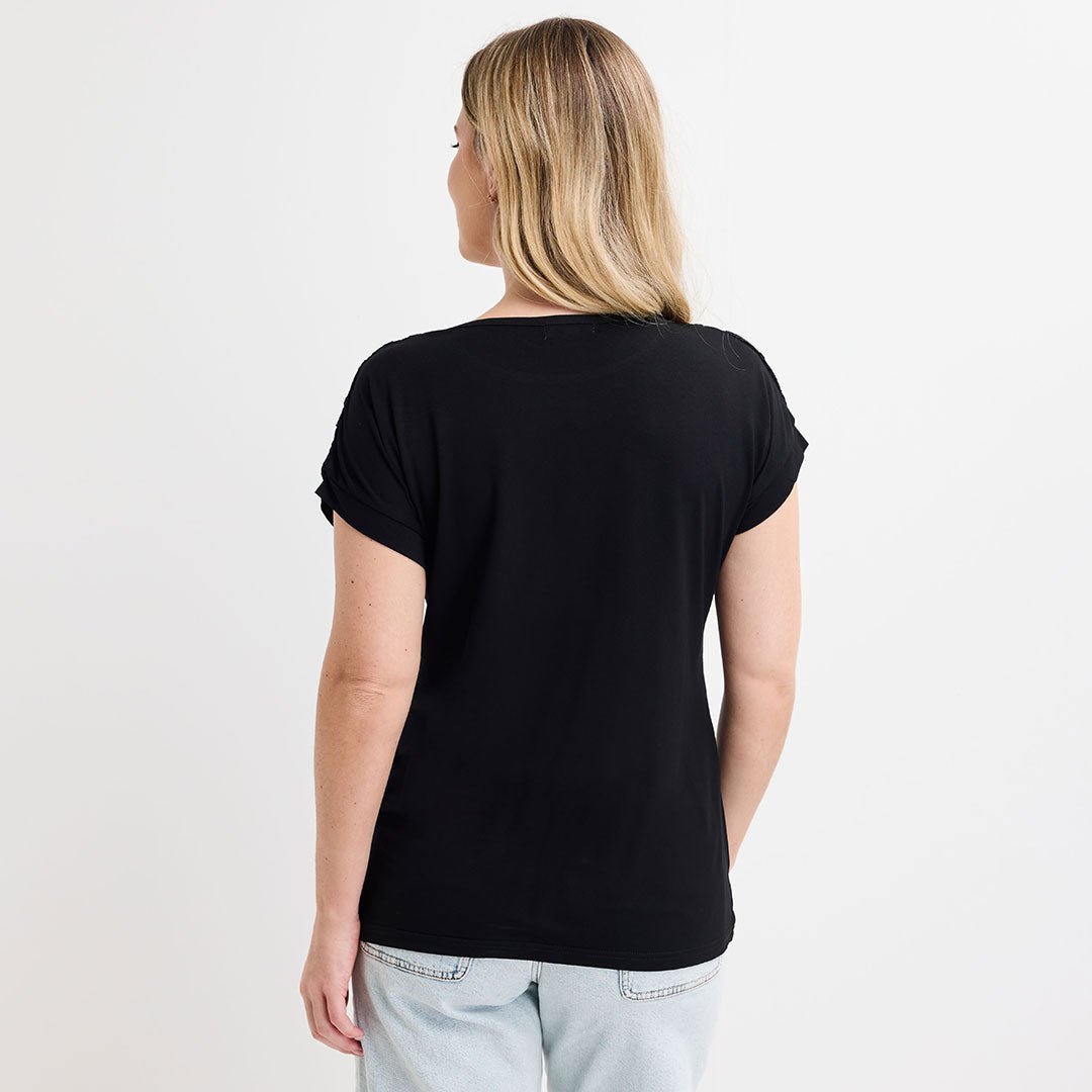 Ladies Black Lace Tassle Top from You Know Who's