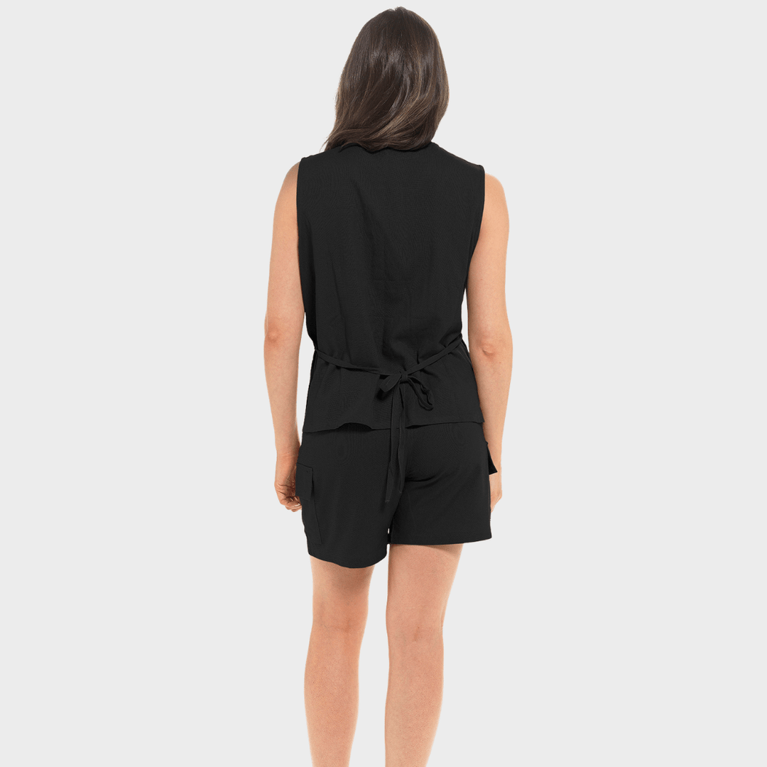 Ladies Black Linen Blend Cargo Shorts from You Know Who's