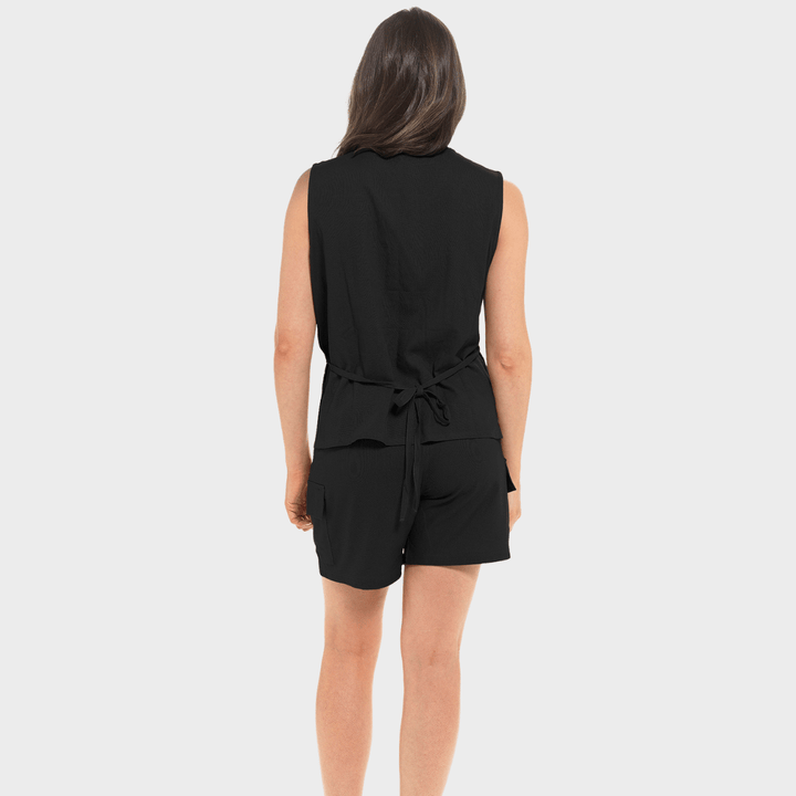 Ladies Black Linen Blend Cargo Shorts from You Know Who's
