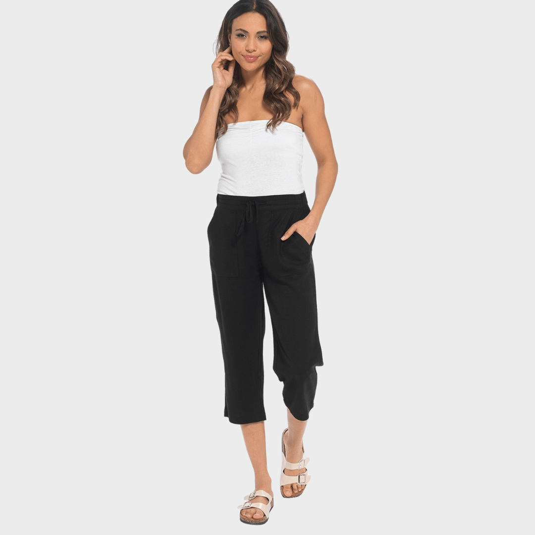 Ladies Black Linen Blend Tie Trouser from You Know Who's