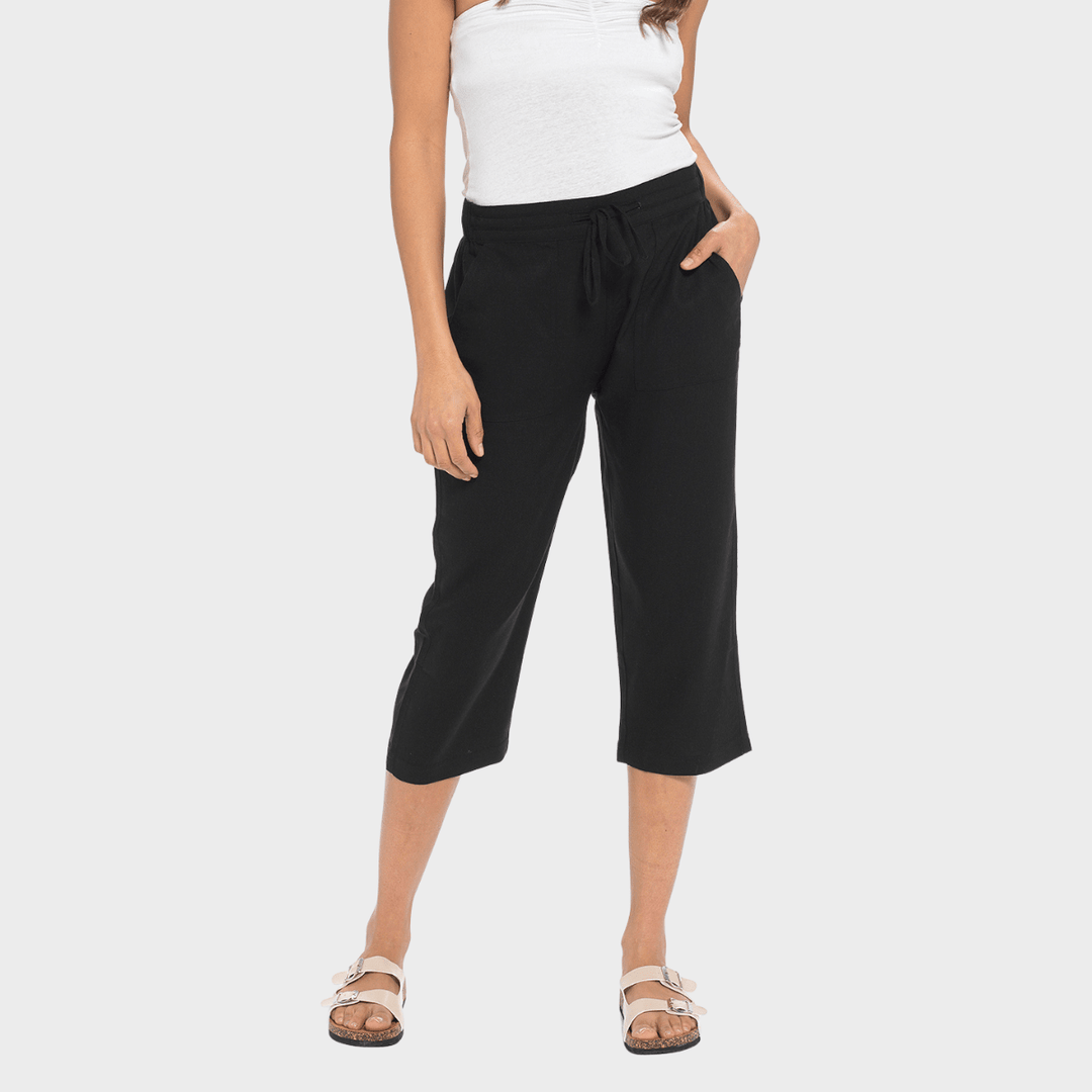 Ladies Black Linen Blend Tie Trouser from You Know Who's