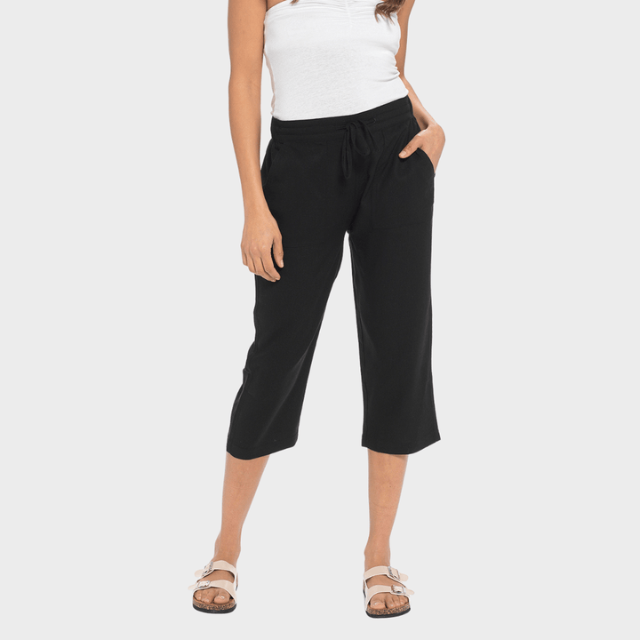 Ladies Black Linen Blend Tie Trouser from You Know Who's