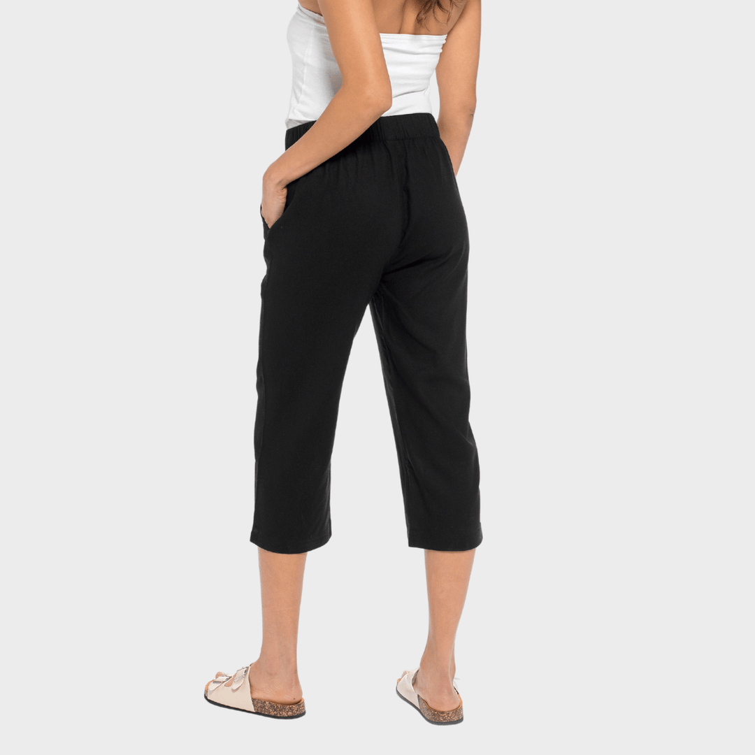 Ladies Black Linen Blend Tie Trouser from You Know Who's