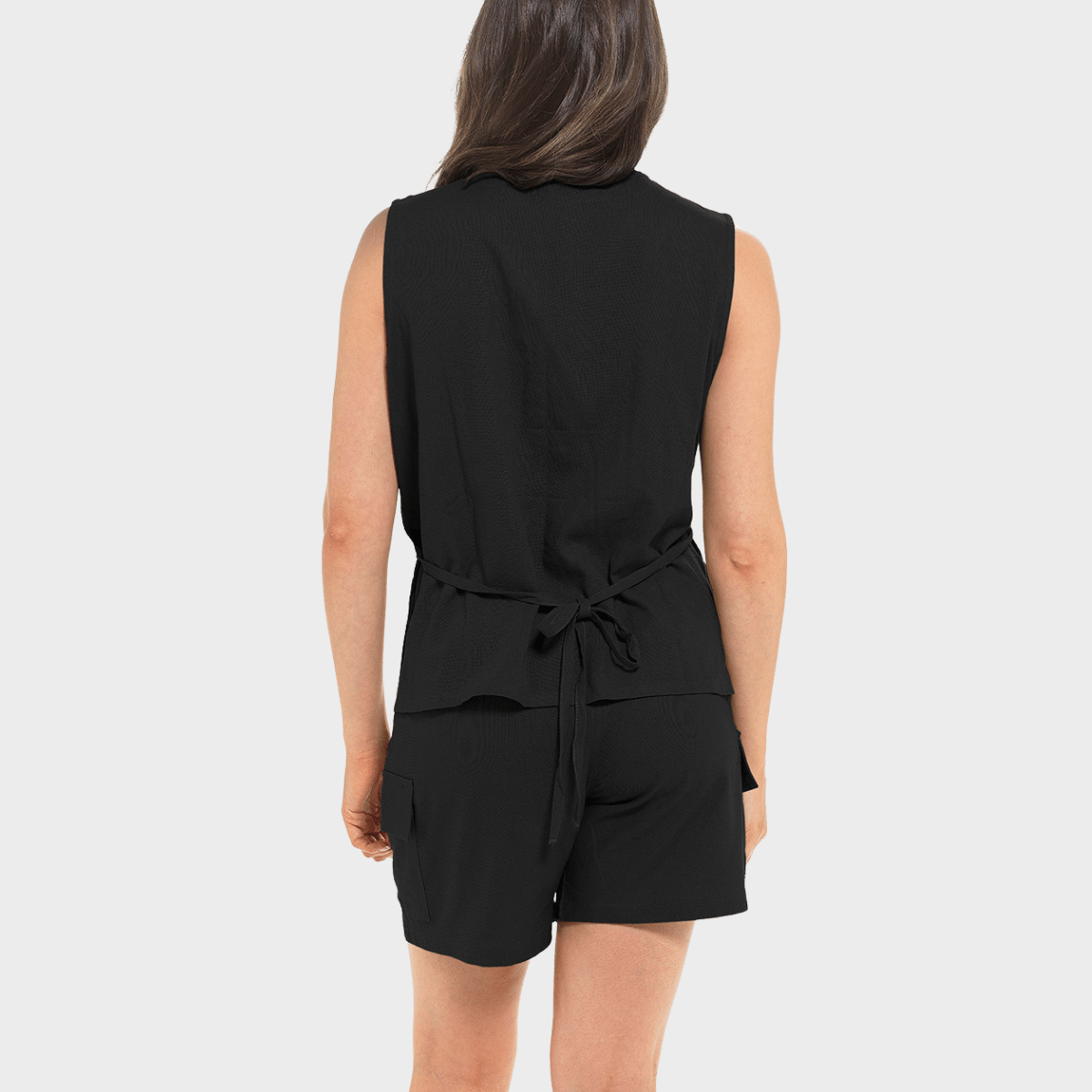 Ladies Black Linen Blend Waistcoat from You Know Who's