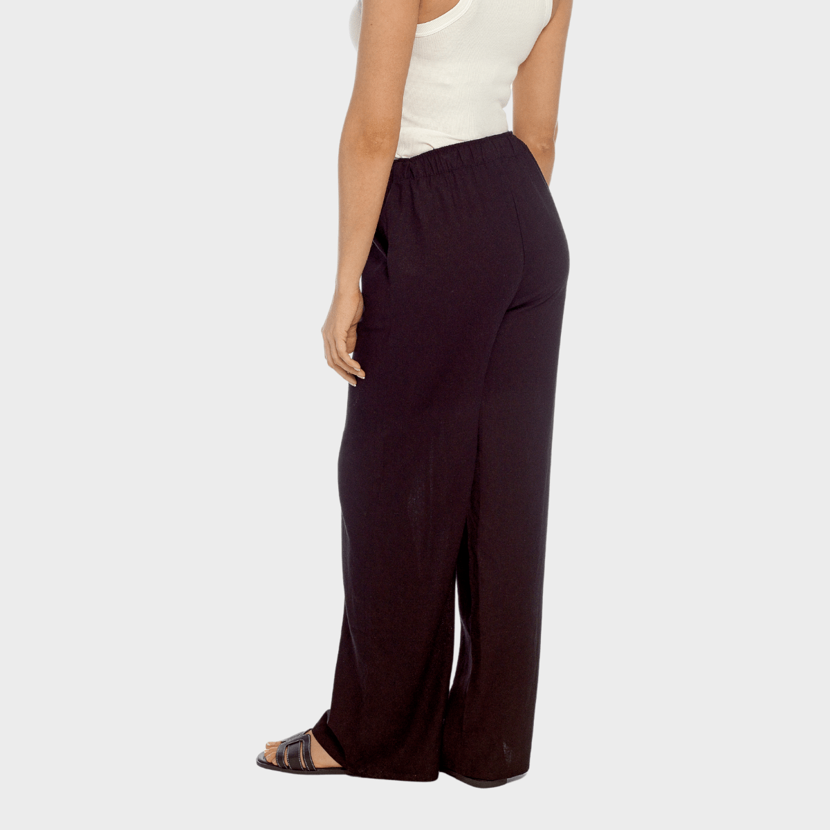 Ladies Black Linen Blend Wide Leg Trouser from You Know Who's