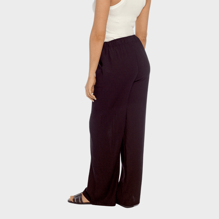 Ladies Black Linen Blend Wide Leg Trouser from You Know Who's