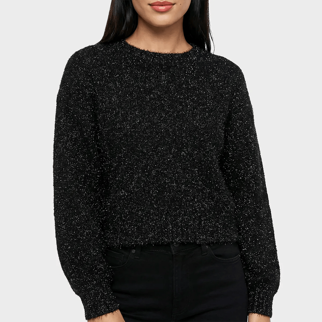 Ladies Black Lurex Bow Tie Jumper from You Know Who's
