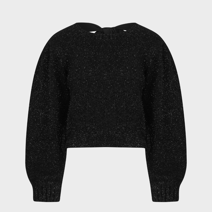 Ladies Black Lurex Bow Tie Jumper from You Know Who's