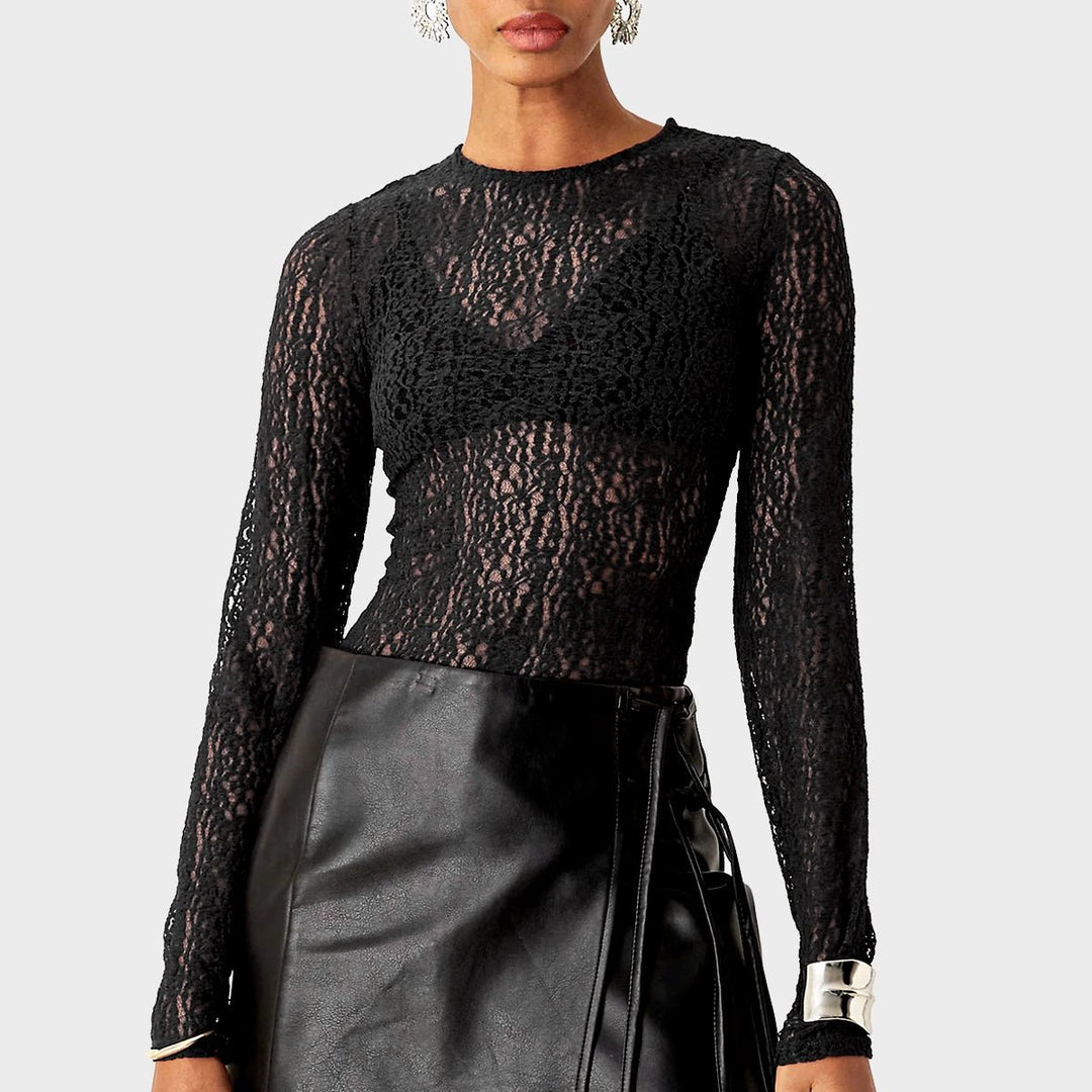 Ladies Black Mesh Lace Bodysuit from You Know Who's