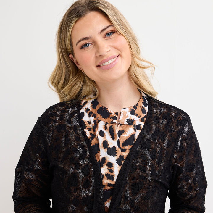 Ladies Black Popcorn Waterfall Knit Cardigan from You Know Who's