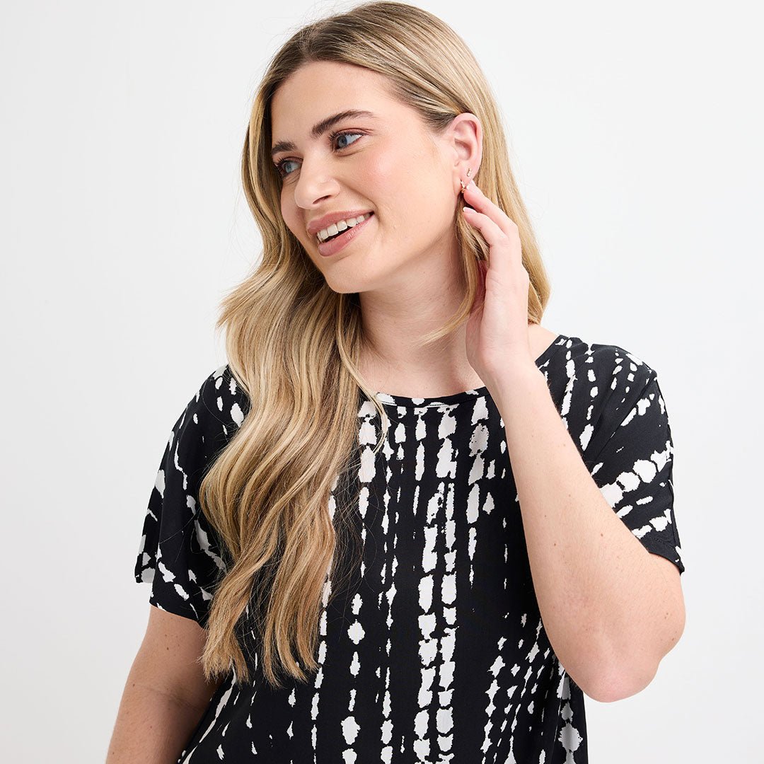 Ladies Black Print Printed Viscose Top from You Know Who's