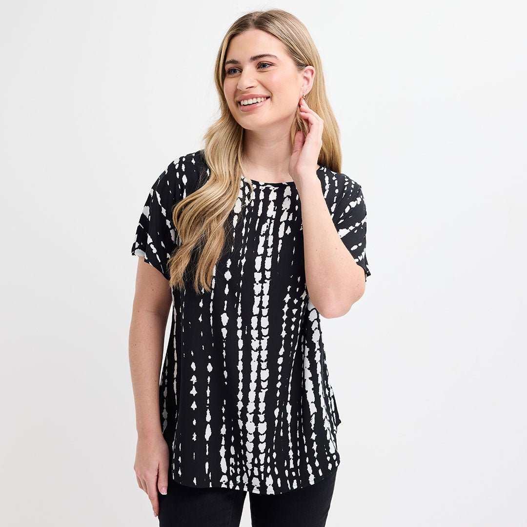Ladies Black Print Printed Viscose Top from You Know Who's