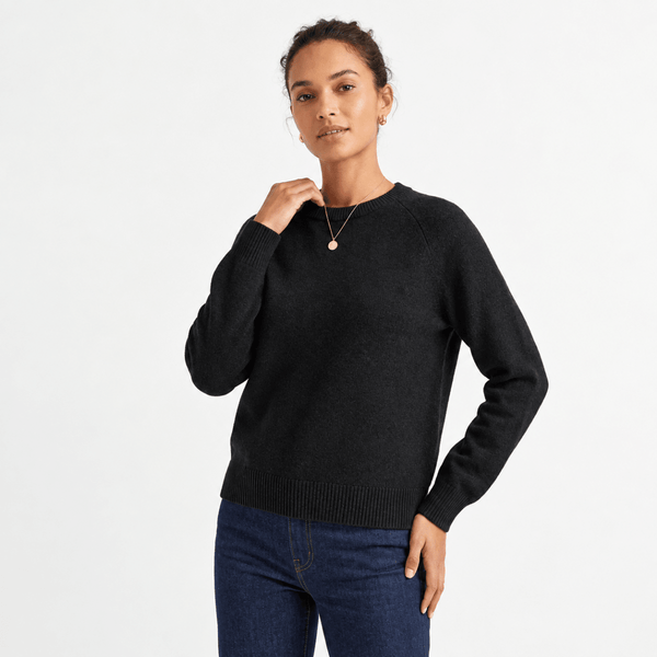 Ladies Black Relaxed Crew Neck Jumper from You Know Who's