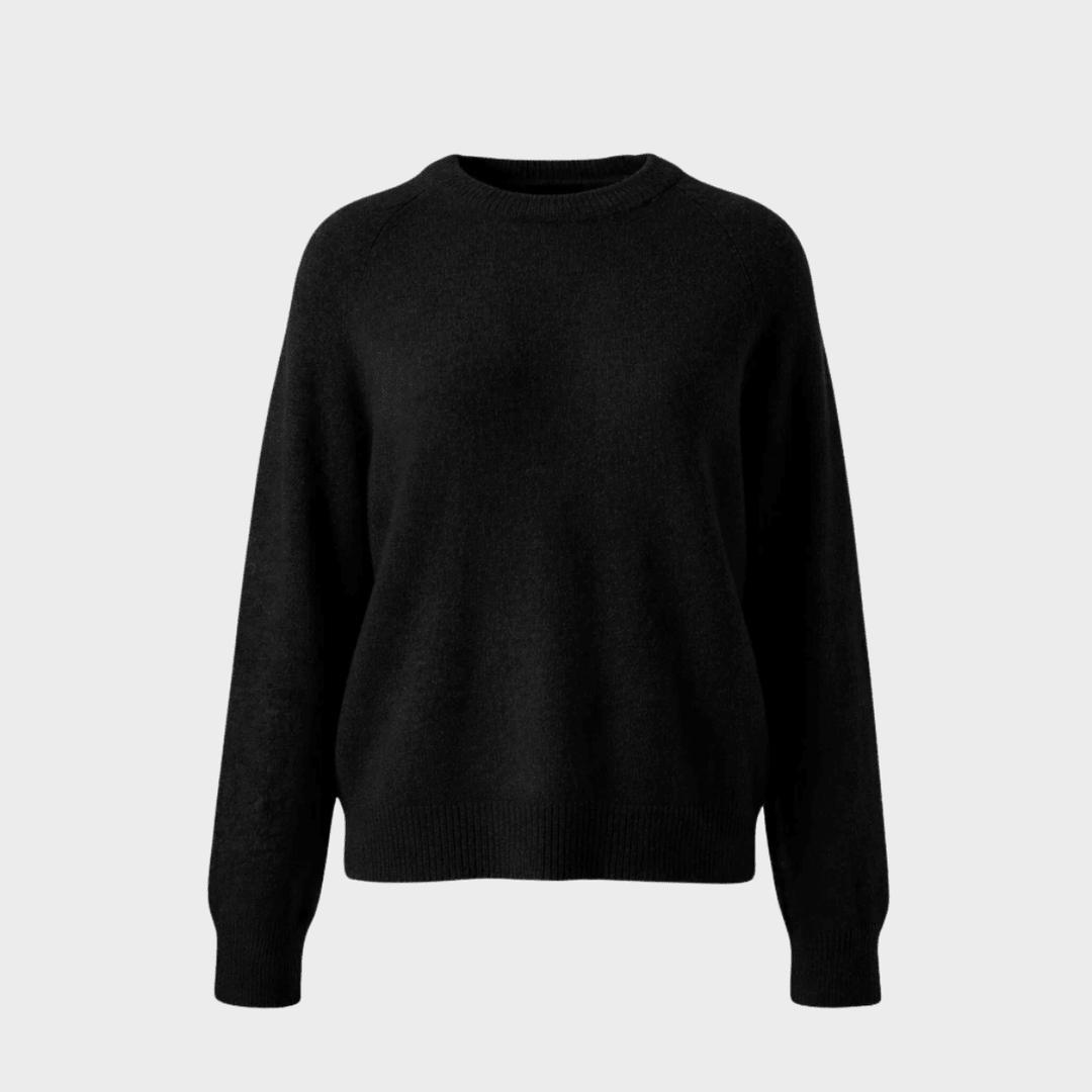 Ladies Black Relaxed Crew Neck Jumper from You Know Who's