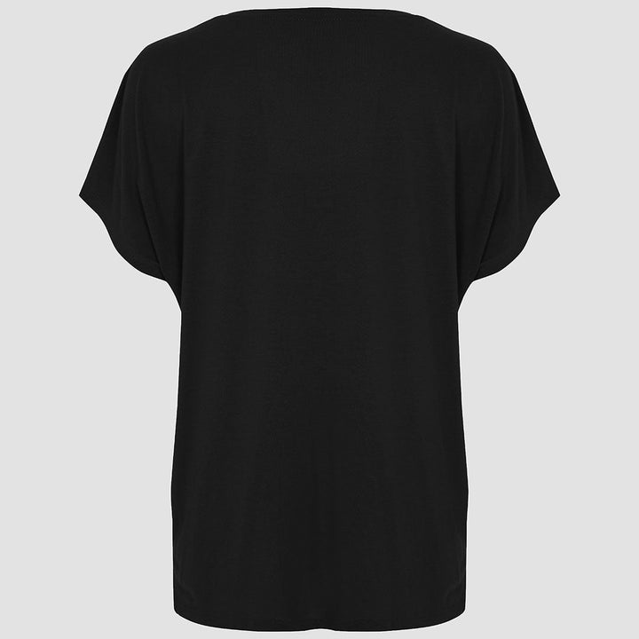 Ladies Black Relaxed Fit T-Shirt from You Know Who's