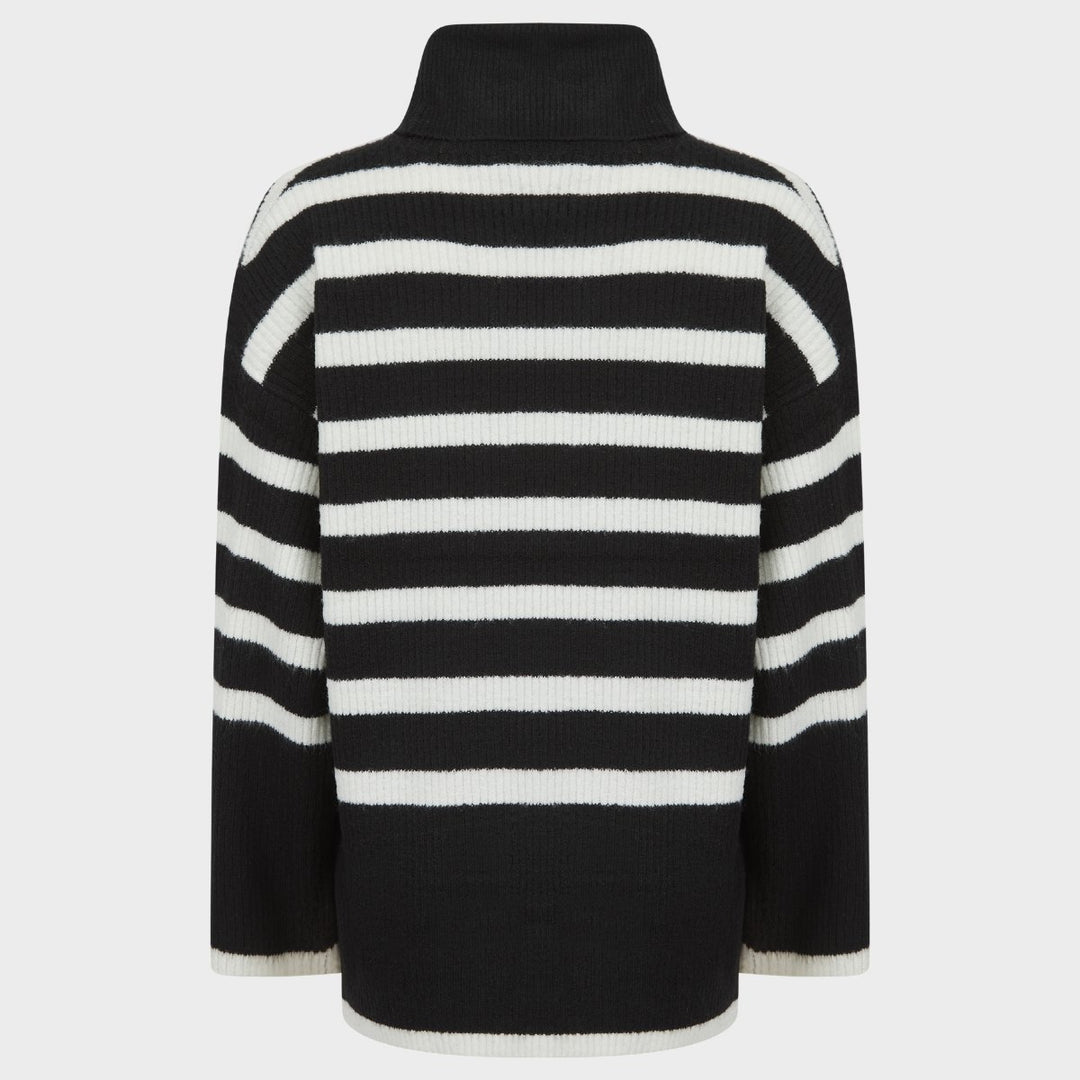 Ladies Black Stripe Roll Neck Jumper from You Know Who's