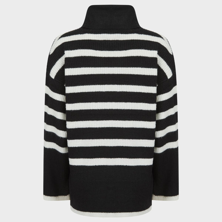 Ladies Black Stripe Roll Neck Jumper from You Know Who's