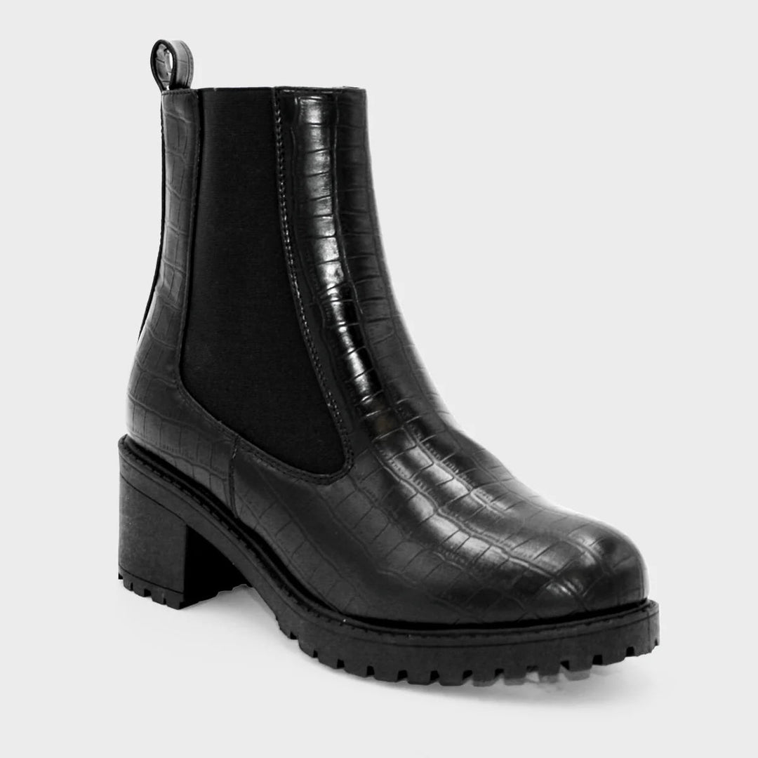 Ladies Black Wide Fit Croc Boot from You Know Who's