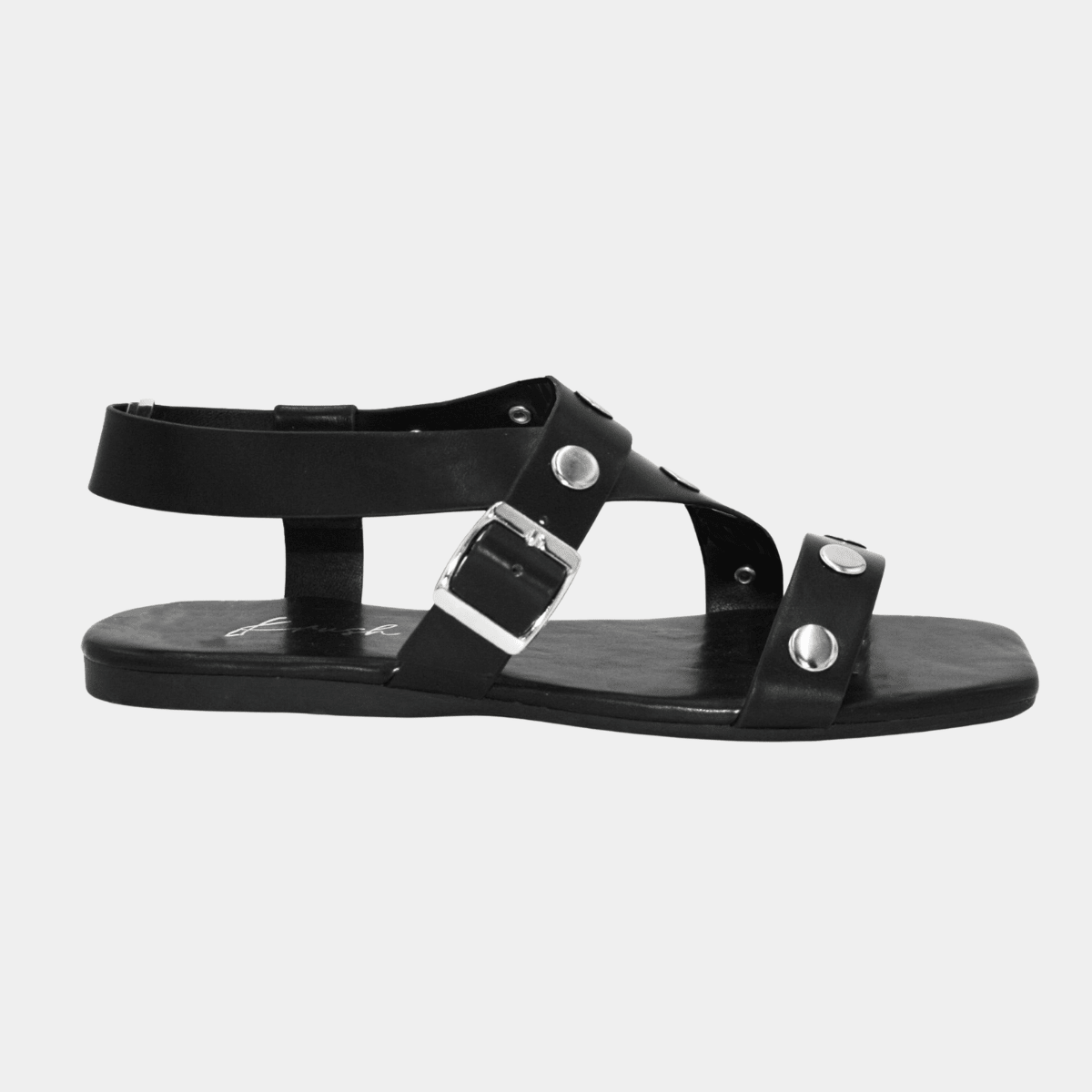 Ladies Black Wide Fit Studded Sandal from You Know Who's