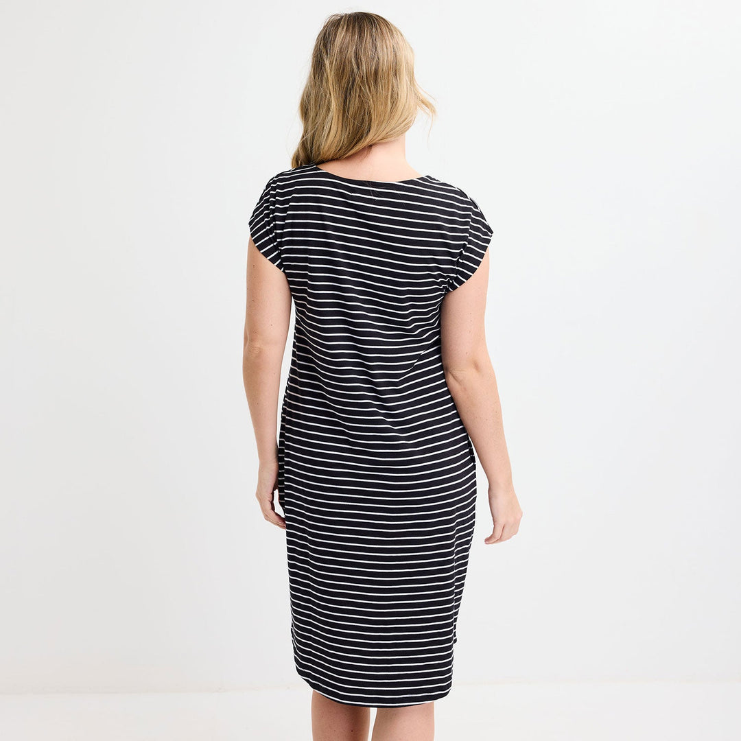 Ladies Black/White Yarn Dye Stripe Dress from You Know Who's
