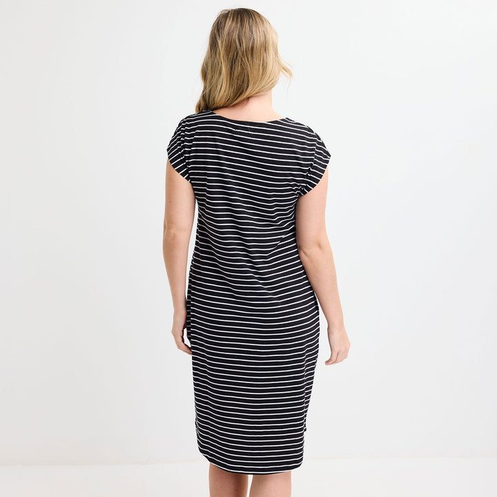 Ladies Black/White Yarn Dye Stripe Dress from You Know Who's
