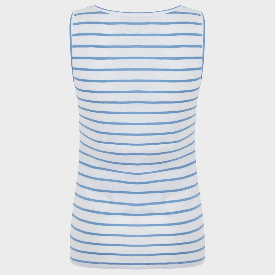 Ladies Blue and White Scoop V Neck Vest from You Know Who's