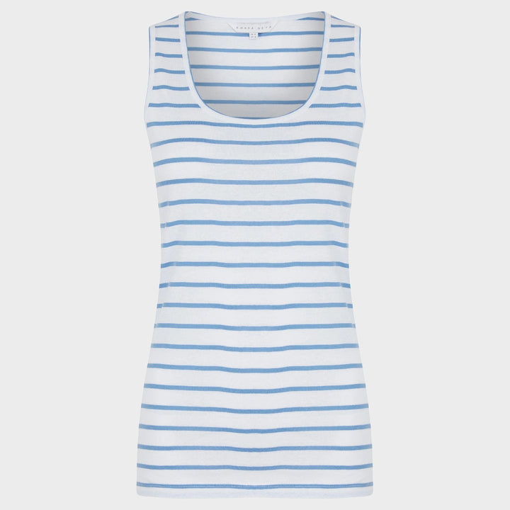 Ladies Blue and White Scoop V Neck Vest from You Know Who's