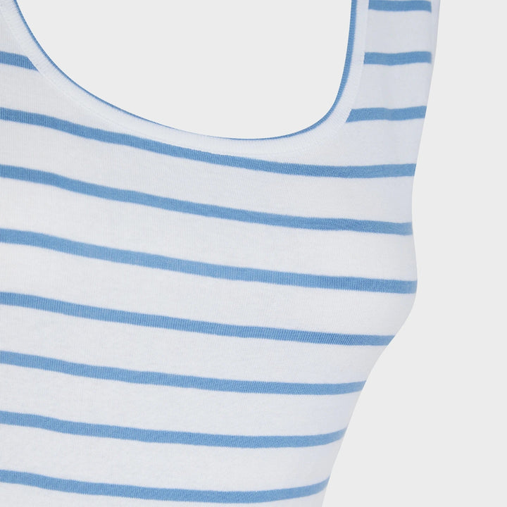 Ladies Blue and White Scoop V Neck Vest from You Know Who's