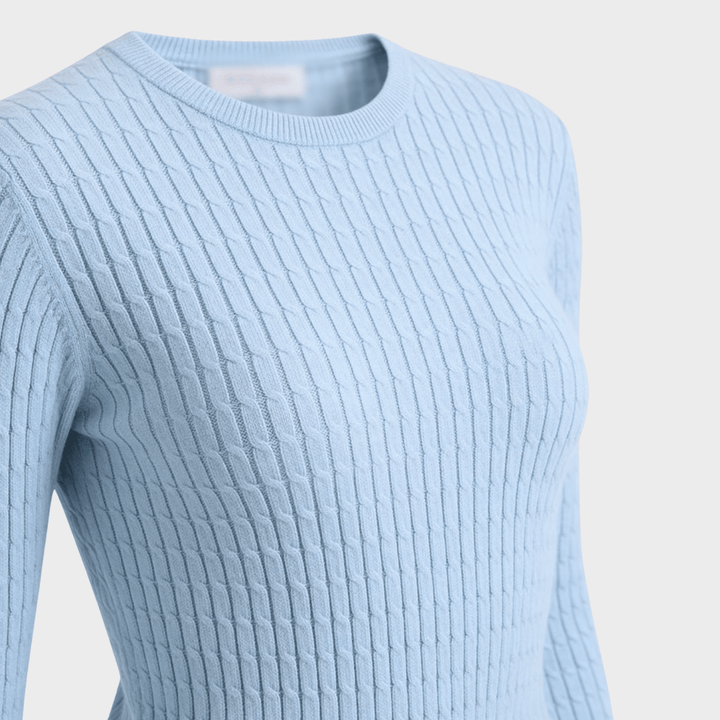 Ladies Blue Baby Cable Knit Jumper from You Know Who's