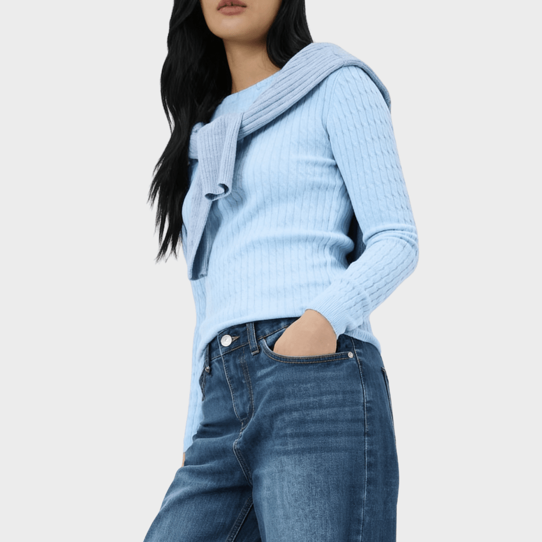Ladies Blue Baby Cable Knit Jumper from You Know Who's