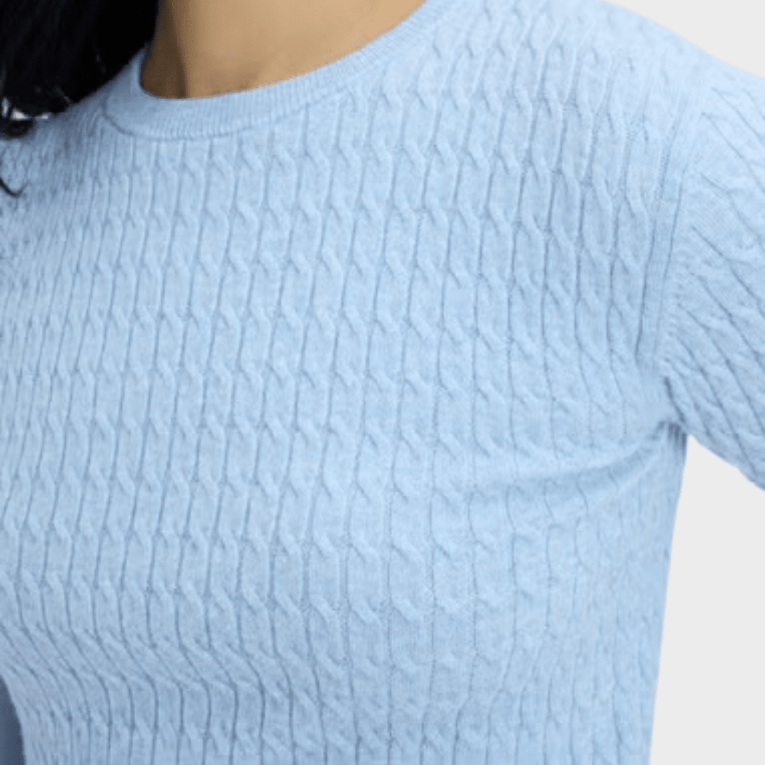 Ladies Blue Baby Cable Knit Jumper from You Know Who's