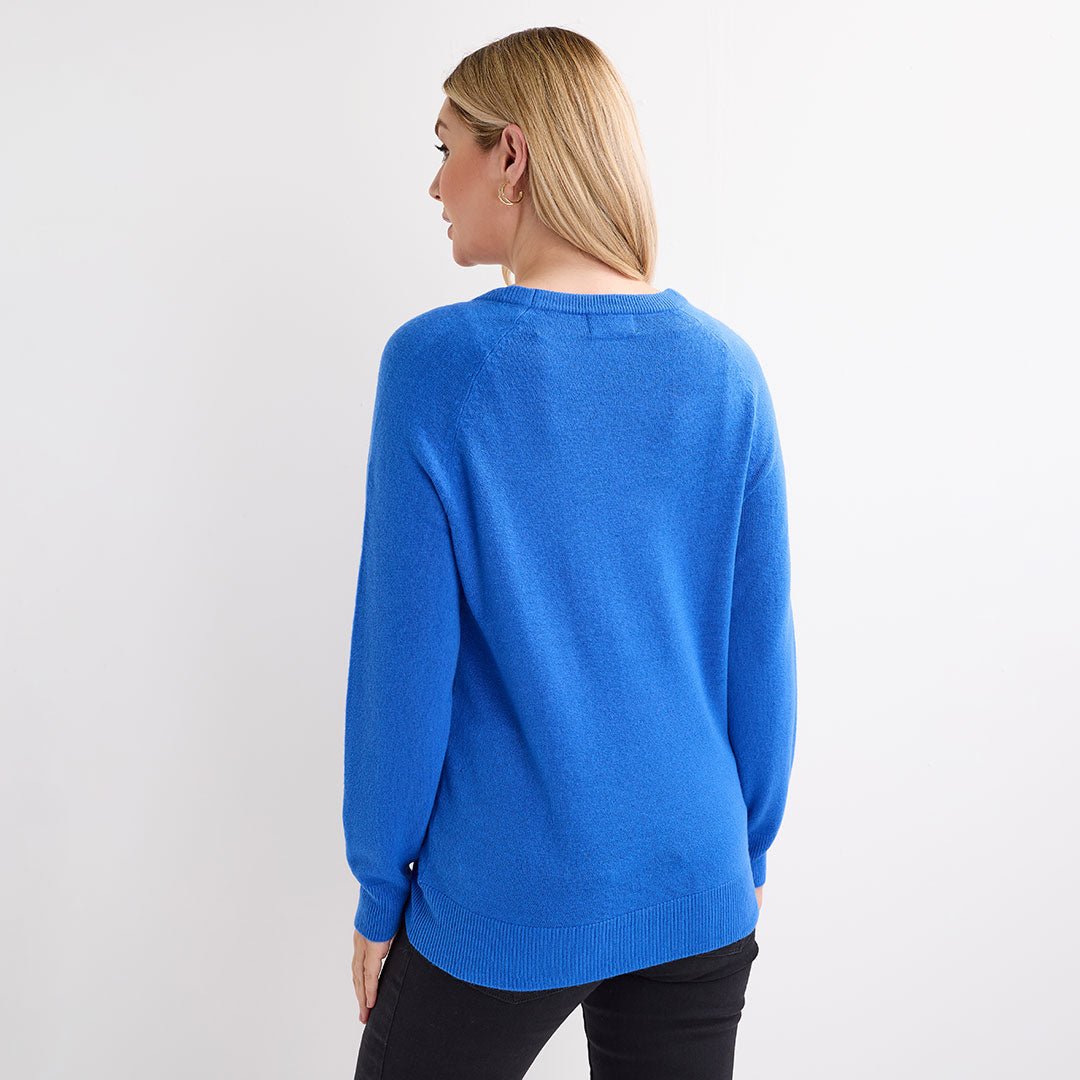 Ladies Blue Crew Cashlike Jumper from You Know Who's