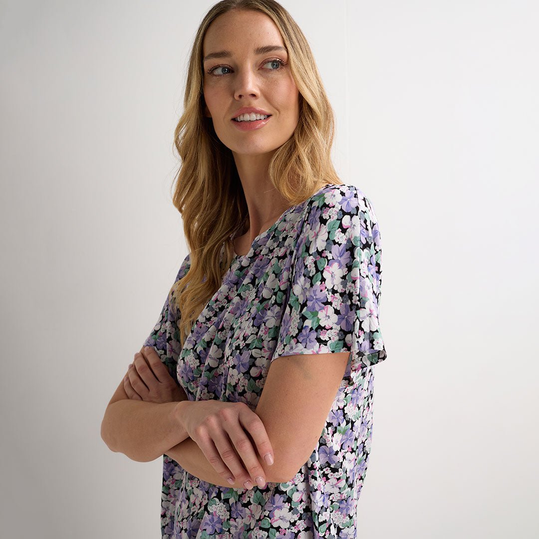 Ladies Blue Floral Printed Viscose Top from You Know Who's