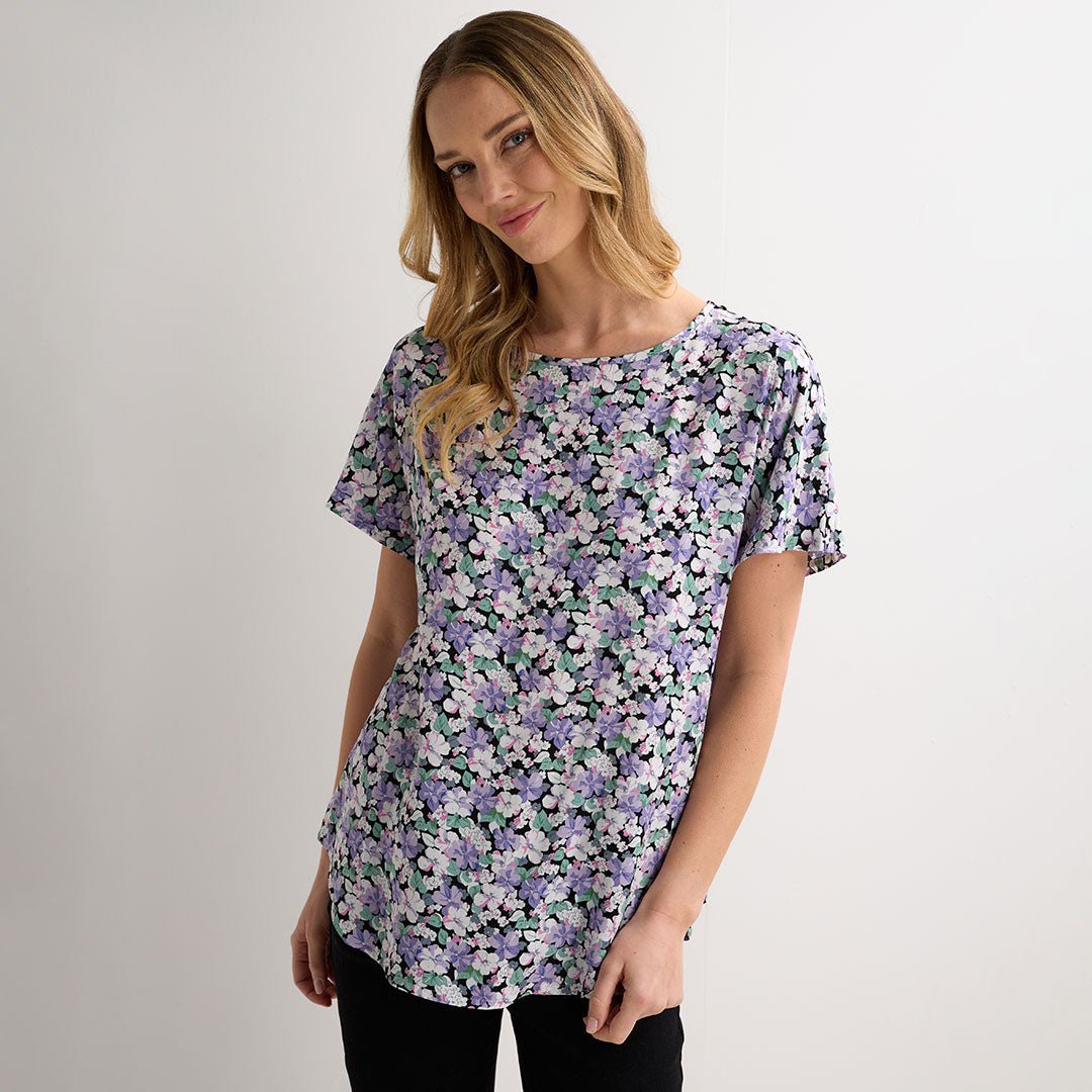Ladies Blue Floral Printed Viscose Top from You Know Who's