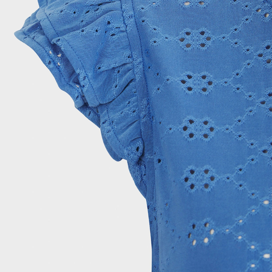 Cornflower Blue Ruffle Top Ladies Blue Floral Ruffle Sleeve Top – You Know Who's