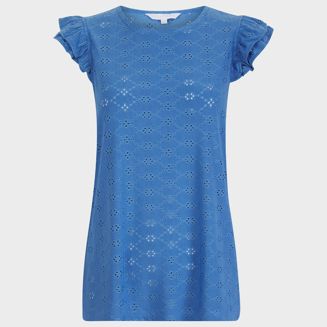Ladies Blue Floral Ruffle Sleeve Top from You Know Who's
