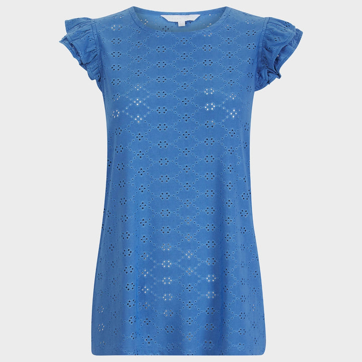 Ladies Blue Floral Ruffle Sleeve Top from You Know Who's