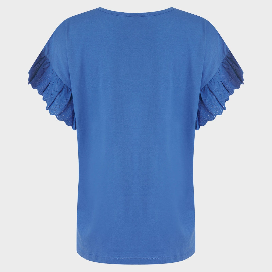 Ladies Blue Lace Broderie Detail Top from You Know Who's