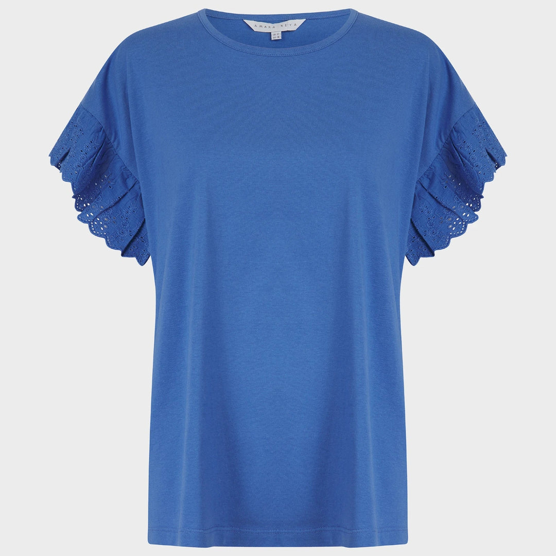 Ladies Blue Lace Broderie Detail Top from You Know Who's