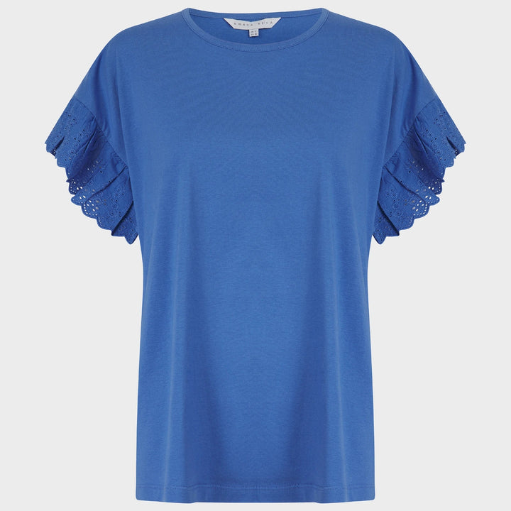 Ladies Blue Lace Broderie Detail Top from You Know Who's