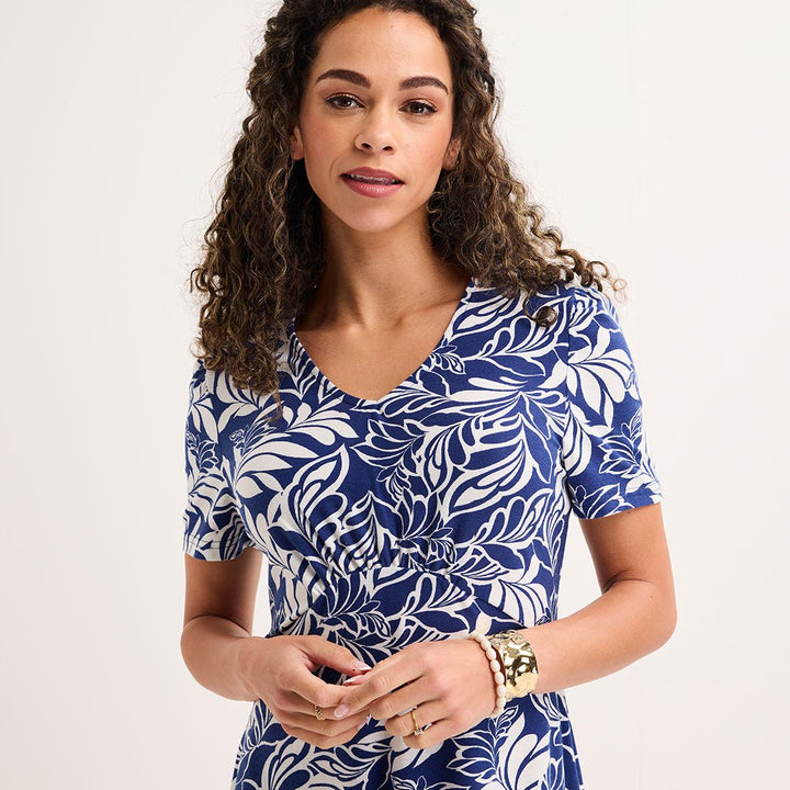Ladies Blue Leaf Jersey Printed Dress from You Know Who's
