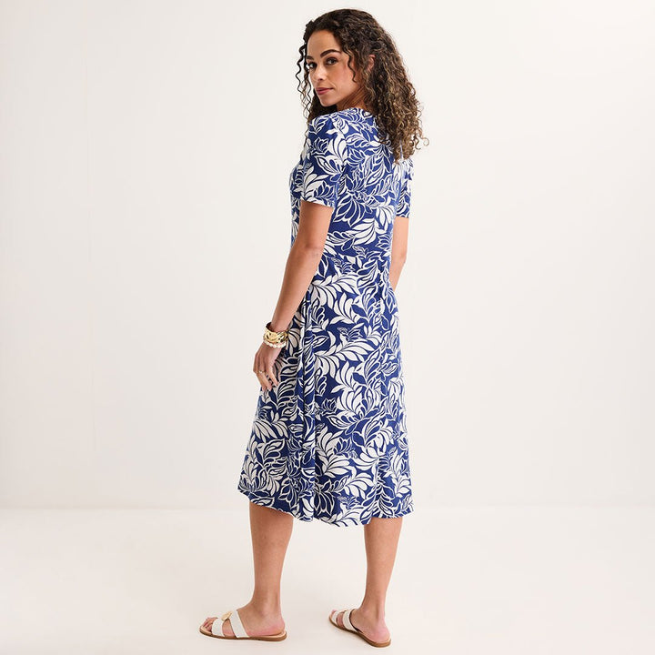 Ladies Blue Leaf Jersey Printed Dress from You Know Who's