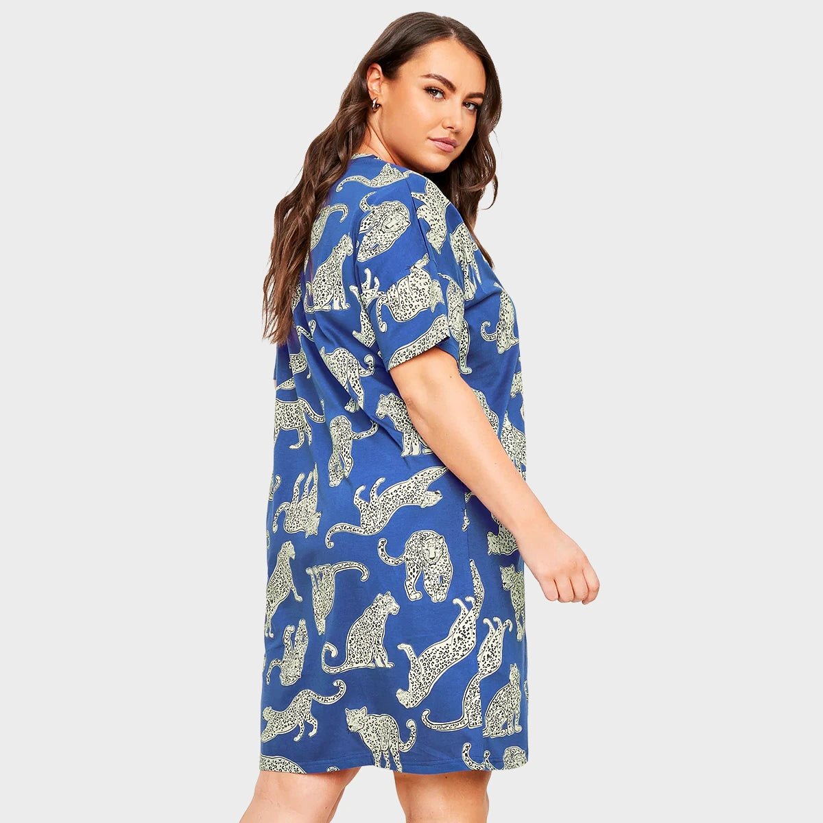 Ladies Blue Leopard Curve Nightie from You Know Who's
