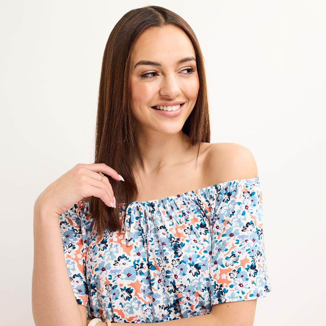 Ladies Blue Printed Gypsy Top from You Know Who's
