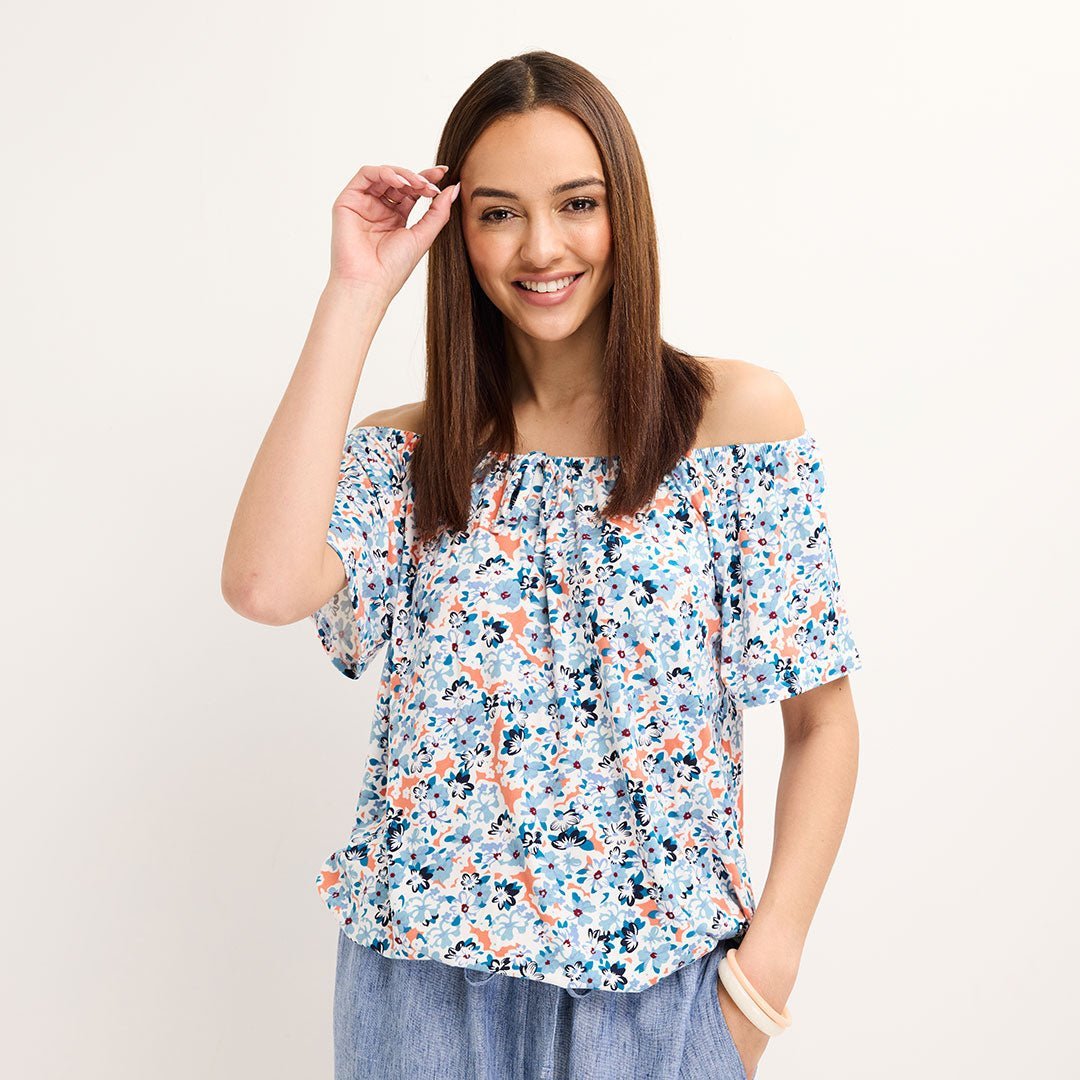 Ladies Blue Printed Gypsy Top from You Know Who's